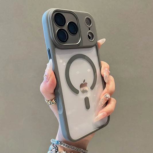 Crystal acrylic magnetic wireless charging shockproof phone case iphone - product image