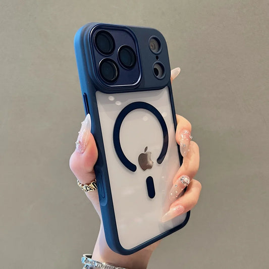 Crystal acrylic magnetic wireless charging shockproof phone case iphone - product image