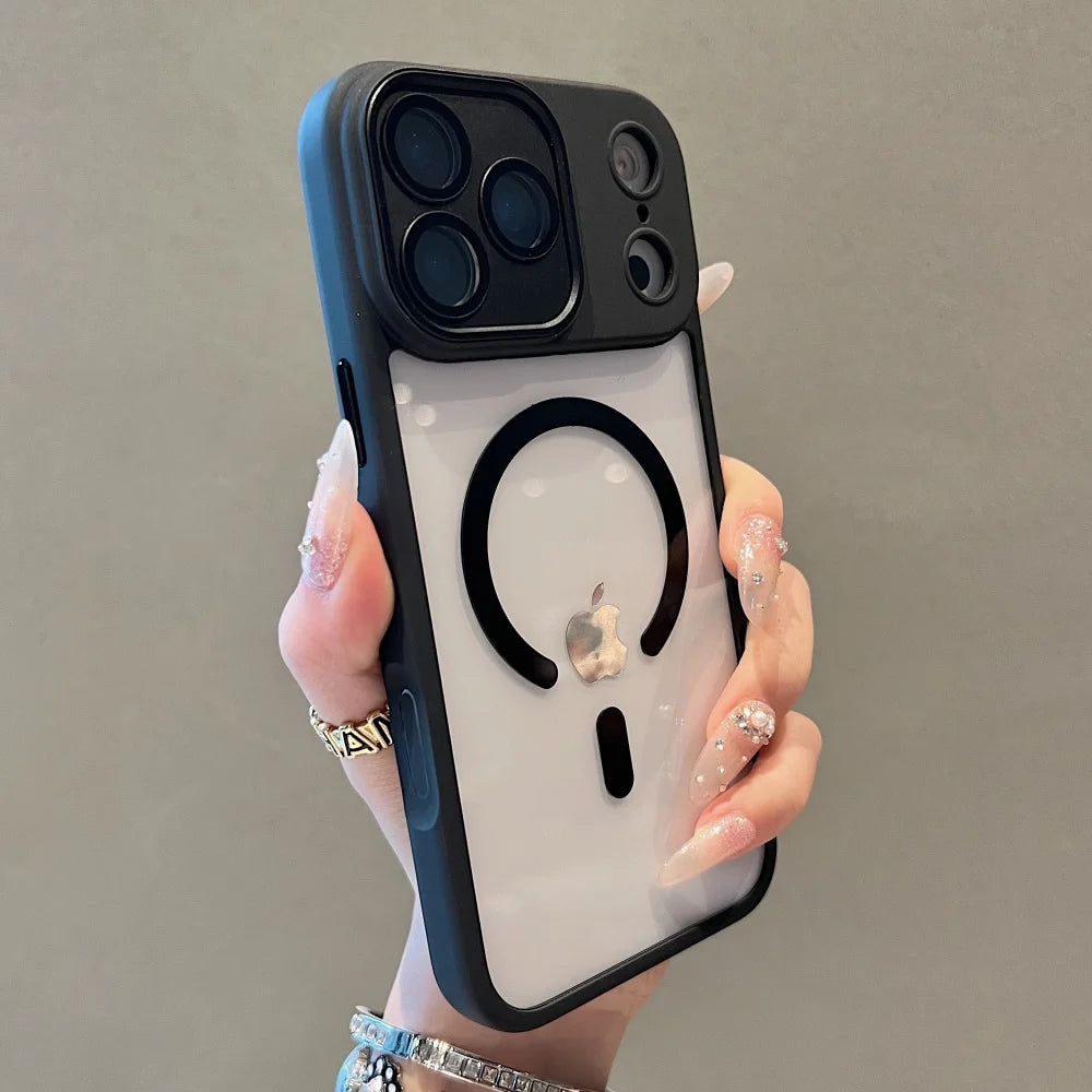 Crystal acrylic magnetic wireless charging shockproof phone case iphone - product image