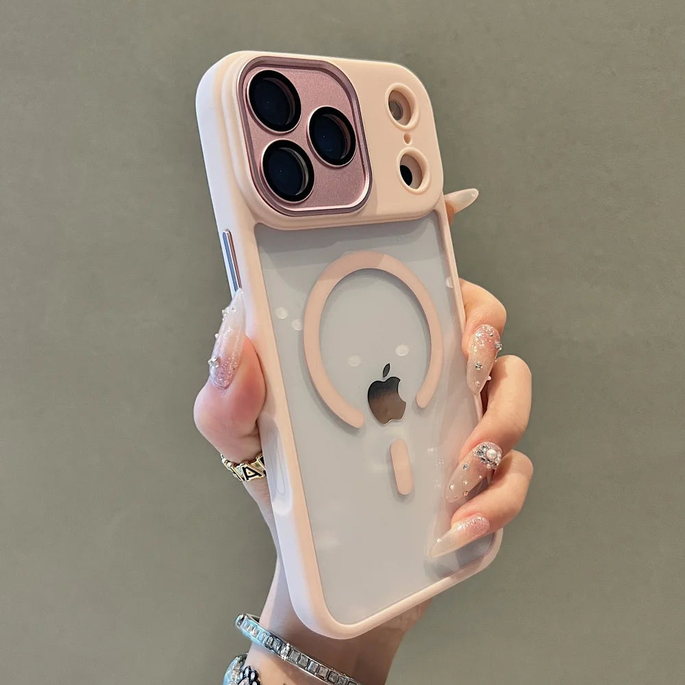 Crystal acrylic magnetic wireless charging shockproof phone case iphone - product image