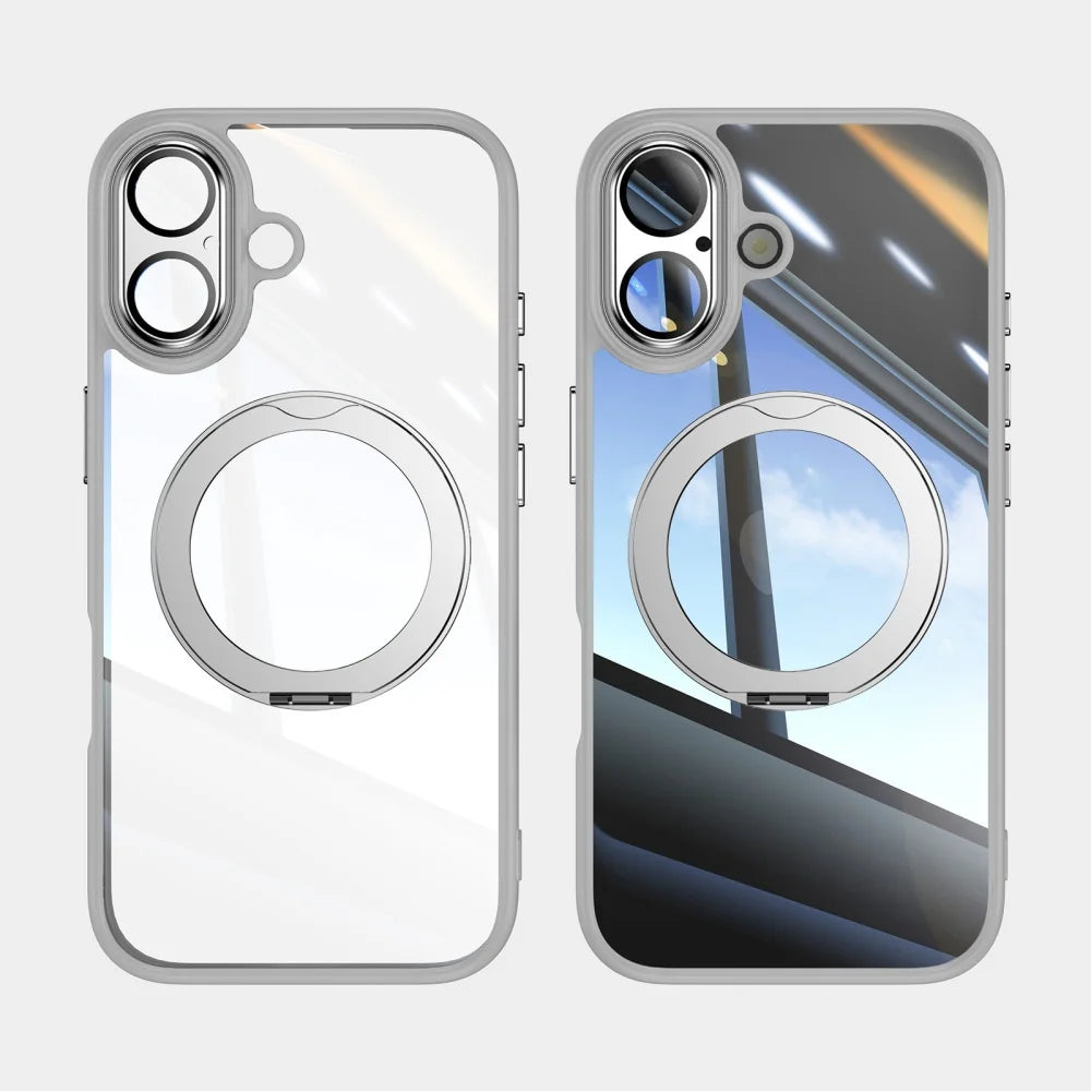 Crystal clear magnetic ring stand hybrid bumper case magsafe - product image
