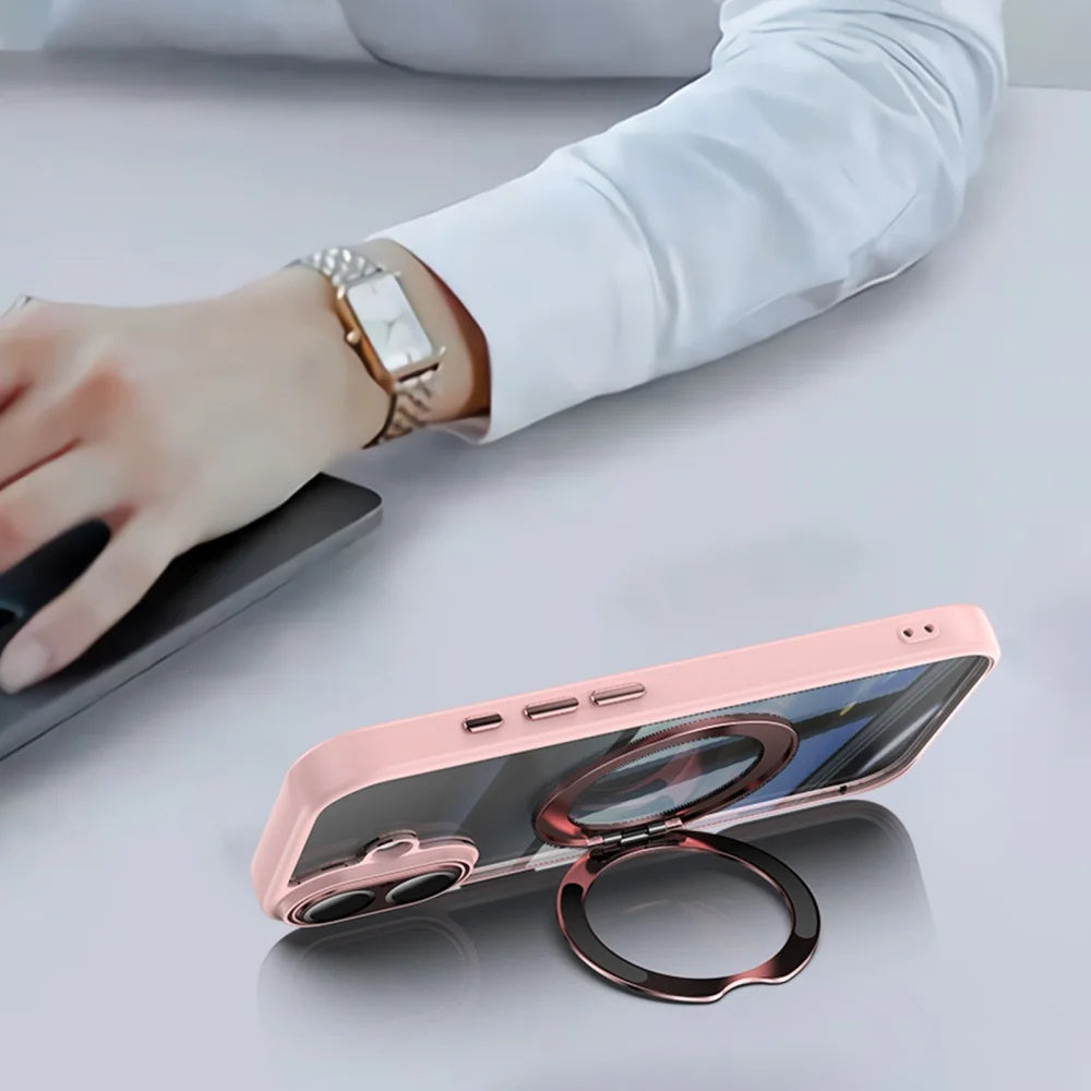 Crystal clear magnetic ring stand hybrid bumper case magsafe - product image