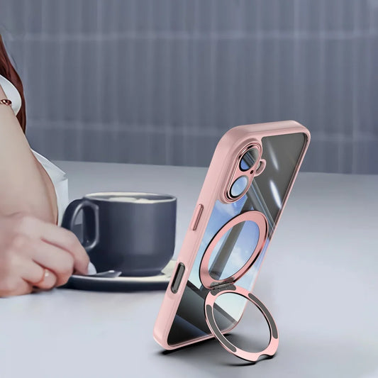 Crystal clear magnetic ring stand hybrid bumper case magsafe - product image