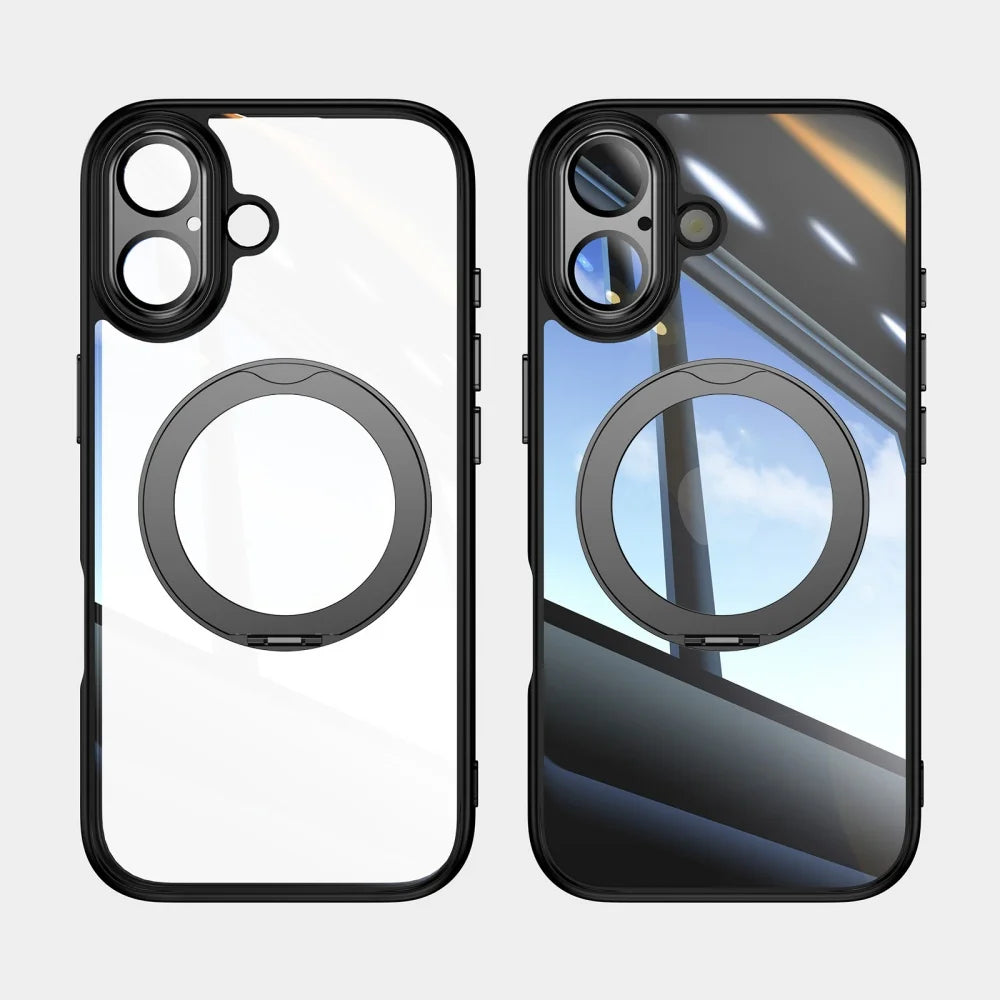 Crystal clear magnetic ring stand hybrid bumper case magsafe - product image
