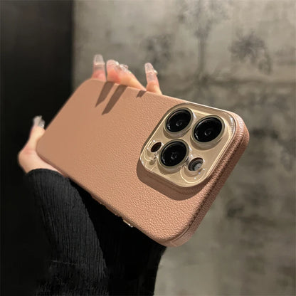 Crystal glass lens lychee leather case - product image