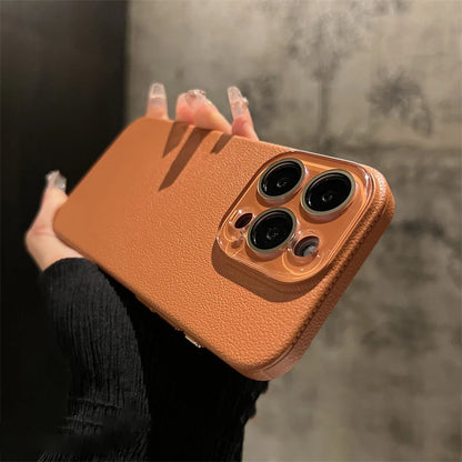 Crystal glass lens lychee leather case - product image