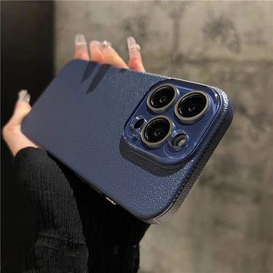 Crystal glass lens lychee leather case - product image