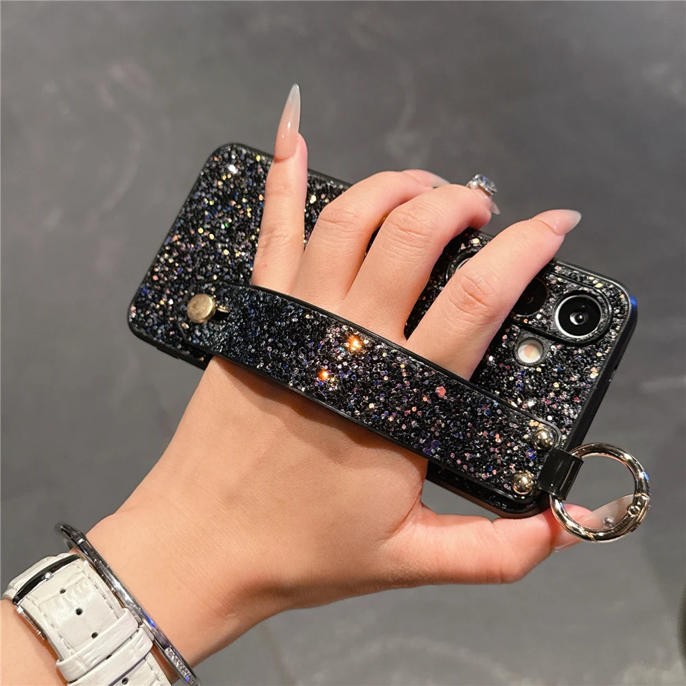 Diamond wrist strap holder bling rhinestones protective case - product image
