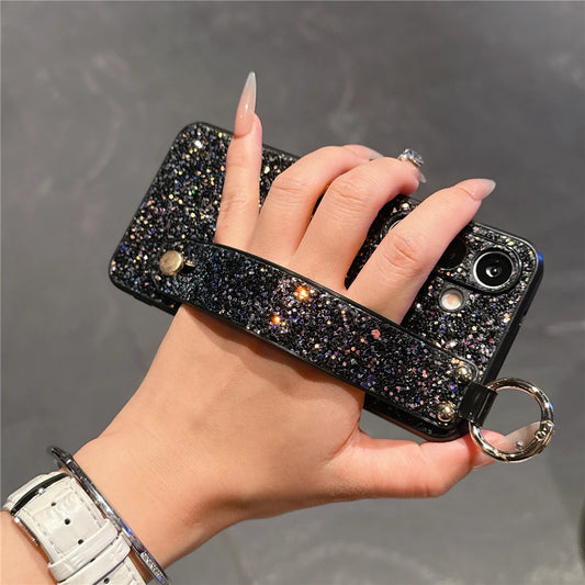 Diamond wrist strap holder bling rhinestones protective case - product image