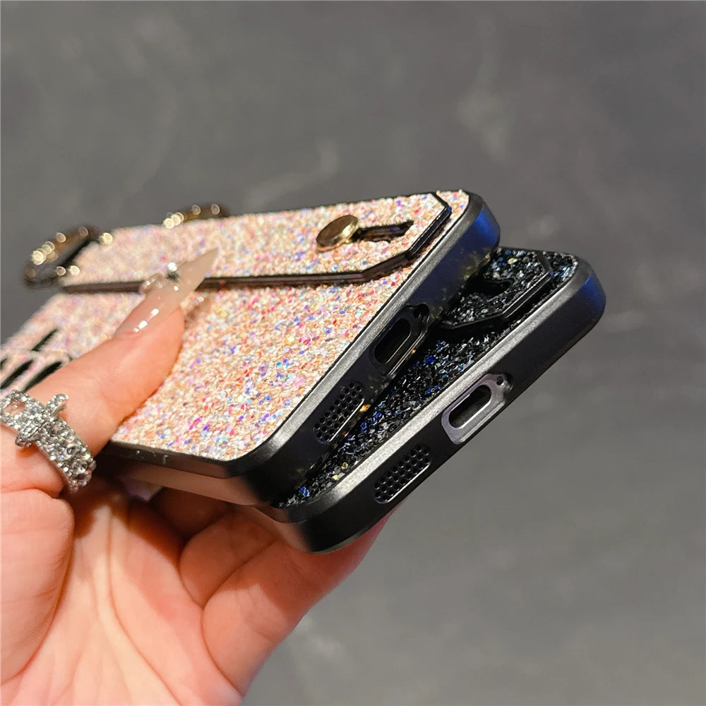 Diamond wrist strap holder bling rhinestones protective case - product image