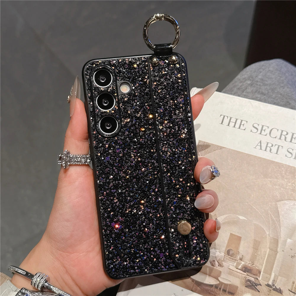 Diamond wrist strap holder bling rhinestones protective case - product image