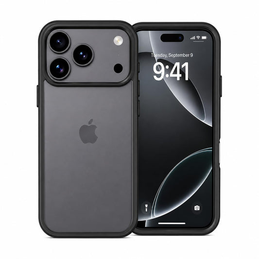 Durchscheinende matte Hülle für iPhone 17 Pro, schlanke stoßfeste Abdeckung, 3m Fallschutz nach Militärstandard, kratzfester Bumper, Schwarz