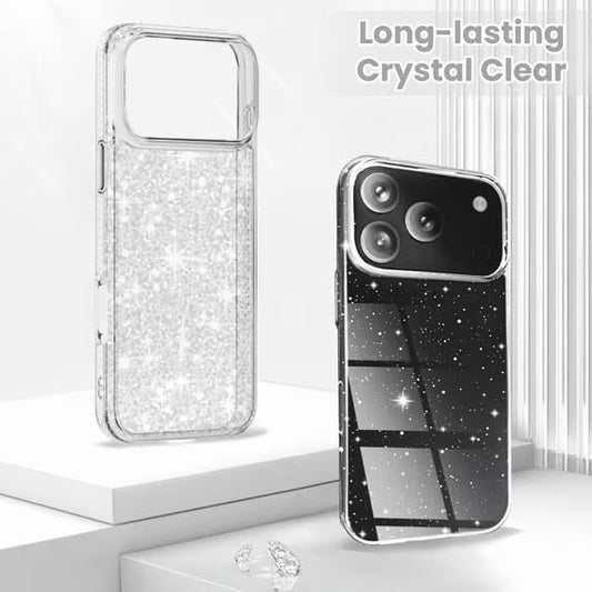 Glitzer Klare Hülle Kompatibel mit iPhone 17 Pro, Glitzernde Harte Rückabdeckung, Transparent