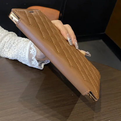 Flip cover plating magnetic card wallet leather case - product image