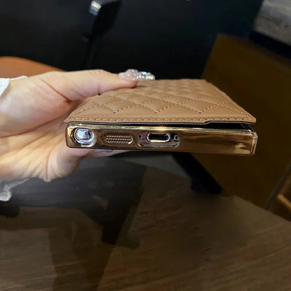 Flip cover plating magnetic card wallet leather case - product image