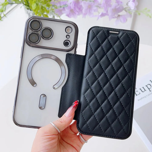 Flip cover plating magnetic leather wallet slot case - product image