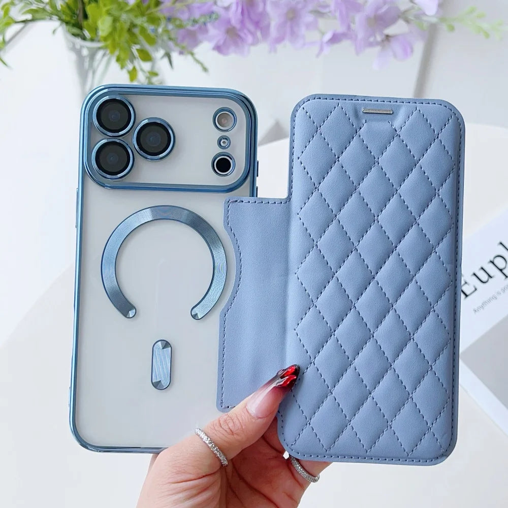 Flip cover plating magnetic leather wallet slot case - product image