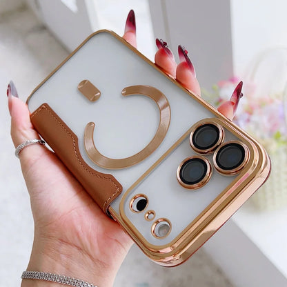 Flip cover plating magnetic leather wallet slot case - product image