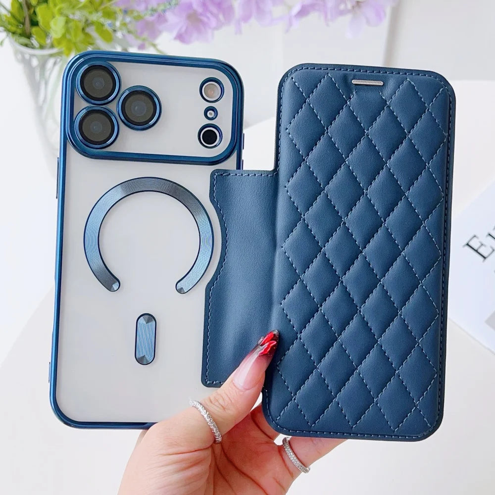 Flip cover plating magnetic leather wallet slot case - product image