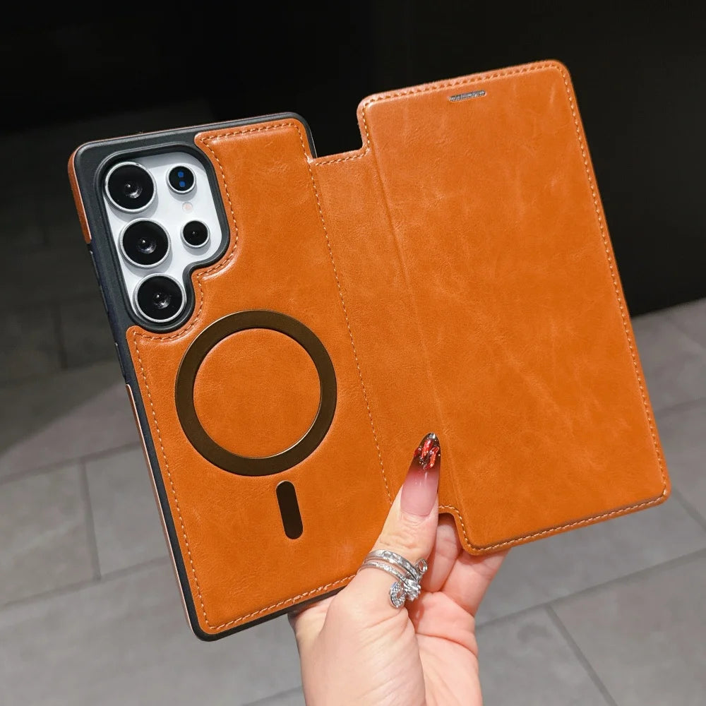 Flip wallet card slot leather magnetic stand holder case - product image