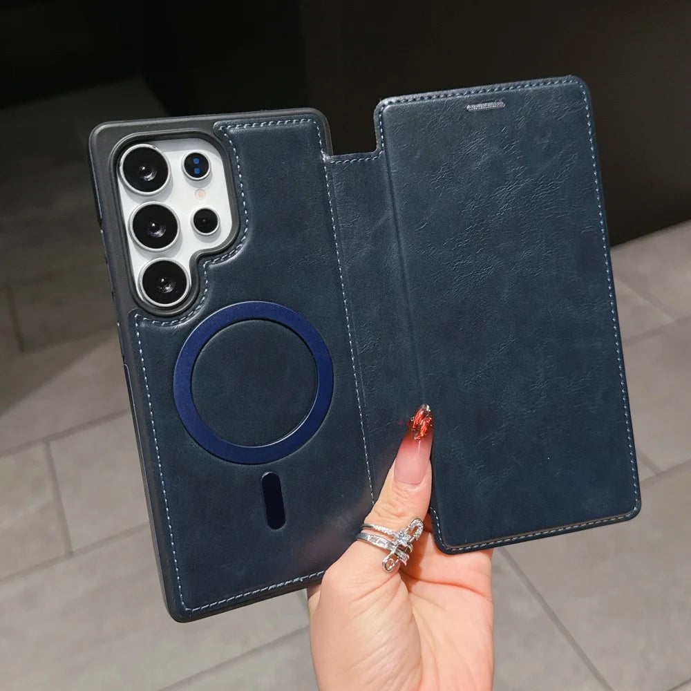 Flip wallet card slot leather magnetic stand holder case - product image