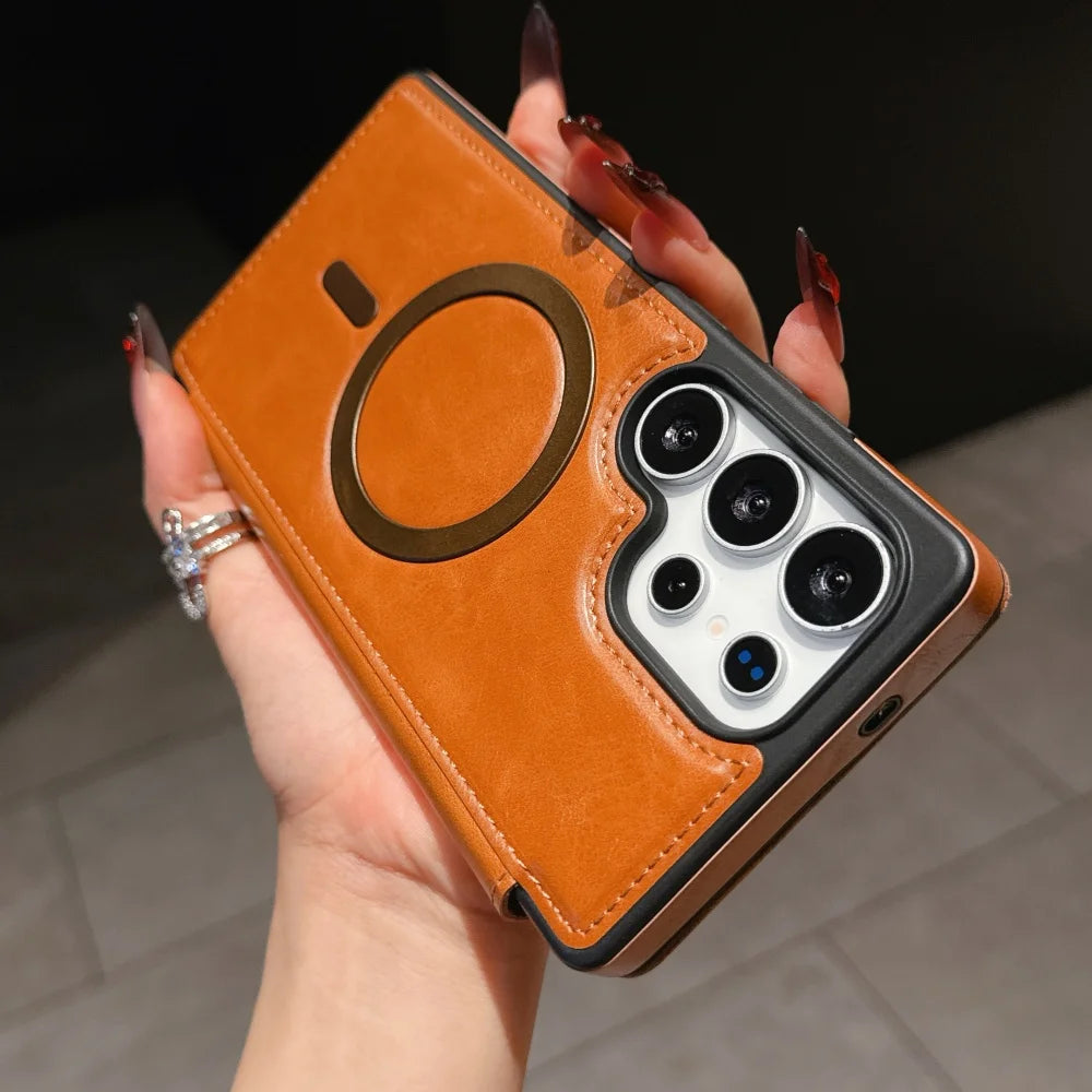 Flip wallet card slot leather magnetic stand holder case - product image