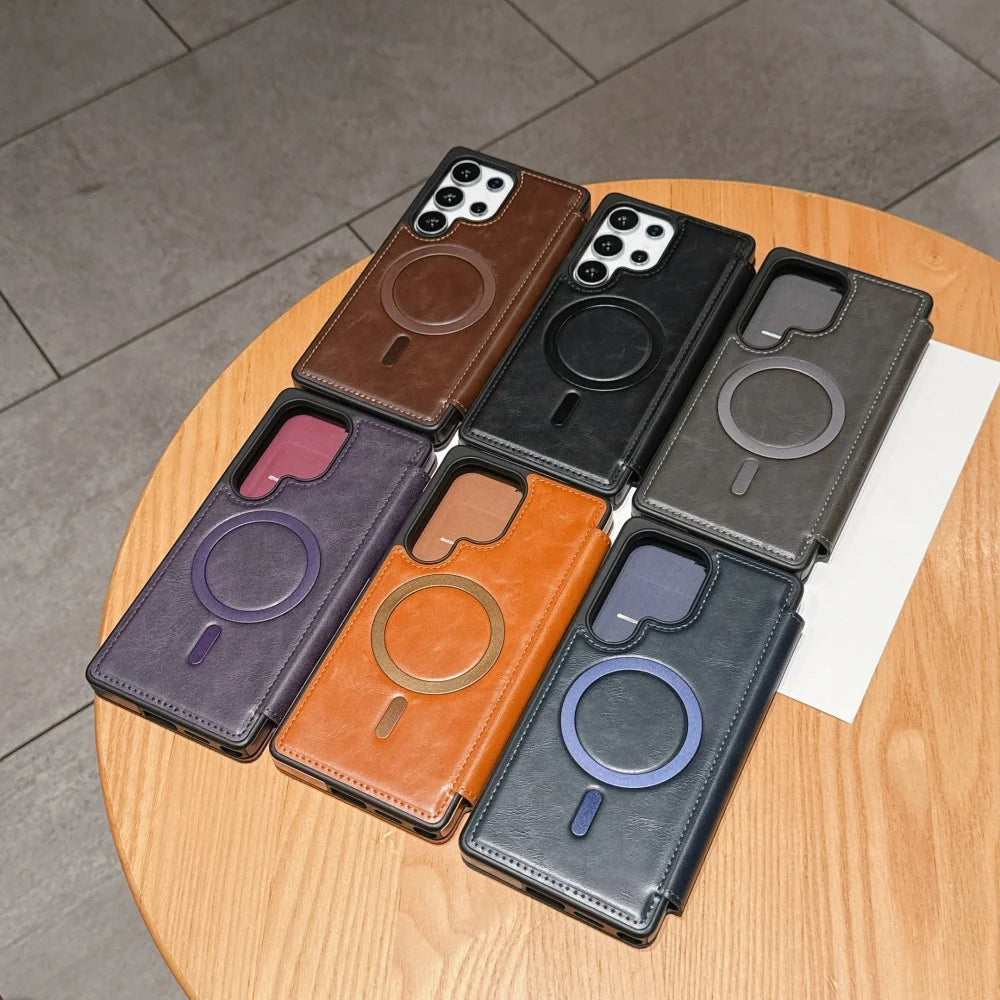 Flip wallet card slot leather magnetic stand holder case - product image