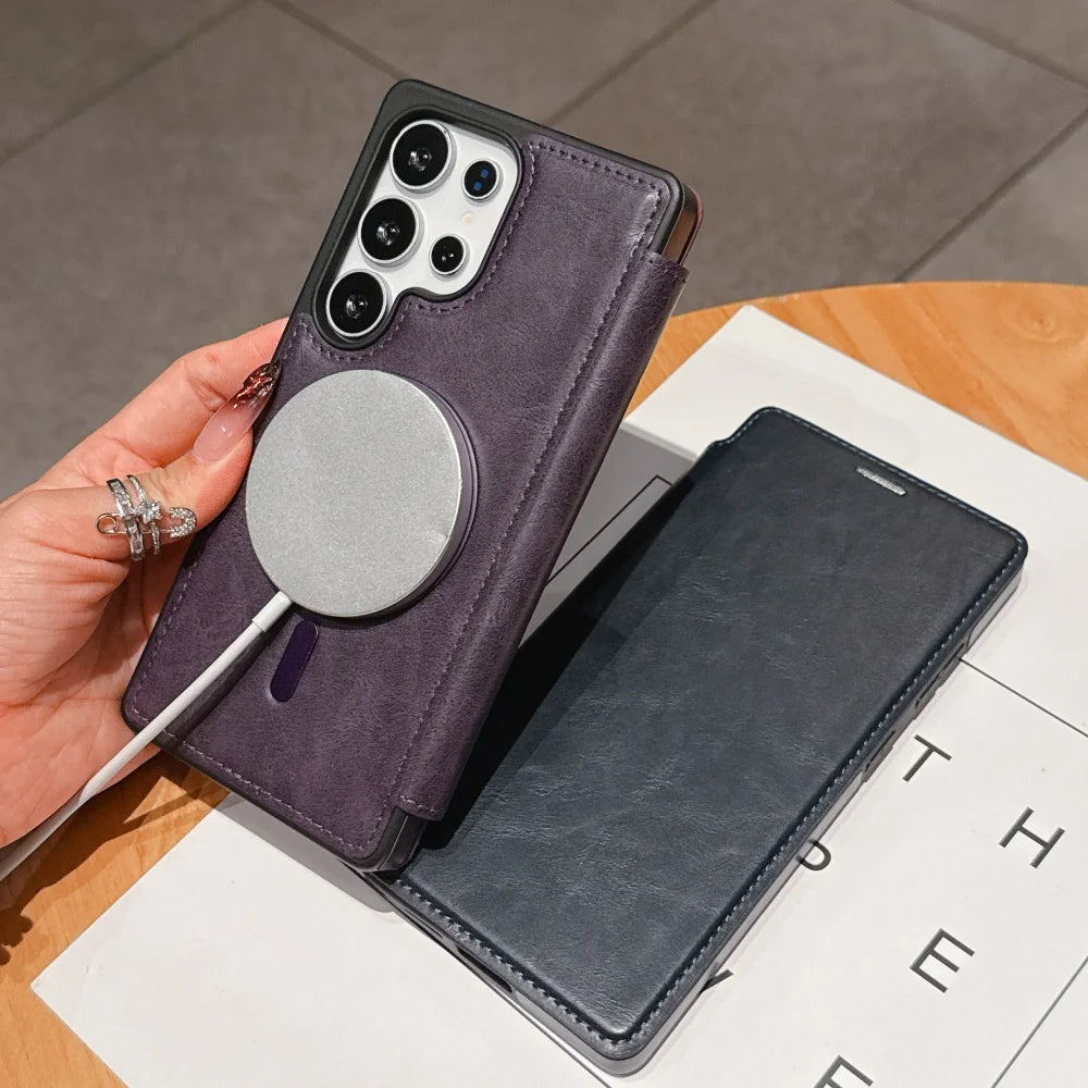 Flip wallet card slot leather magnetic stand holder case - product image