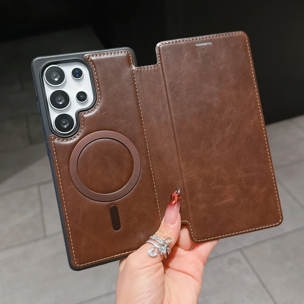Flip wallet card slot leather magnetic stand holder case - product image