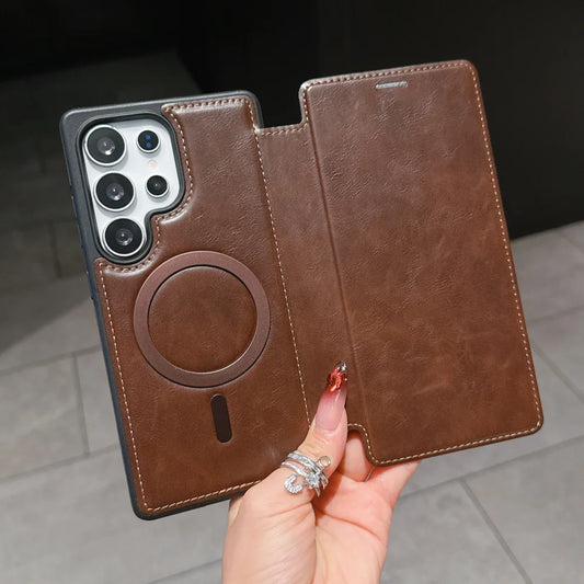 Flip wallet card slot leather magnetic stand holder case - product image