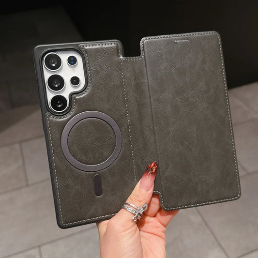 Flip wallet card slot leather magnetic stand holder case - product image