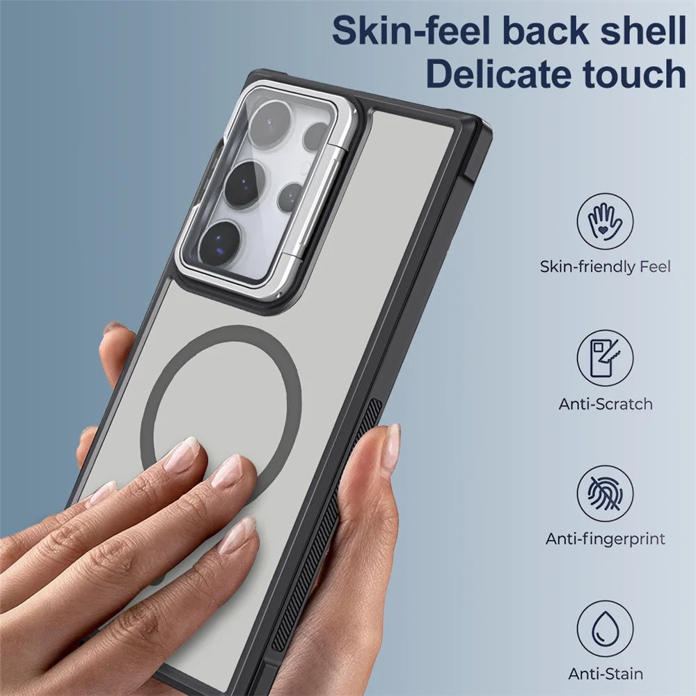 Fold glass lens stand magnetic wireless charging case samsung - product image