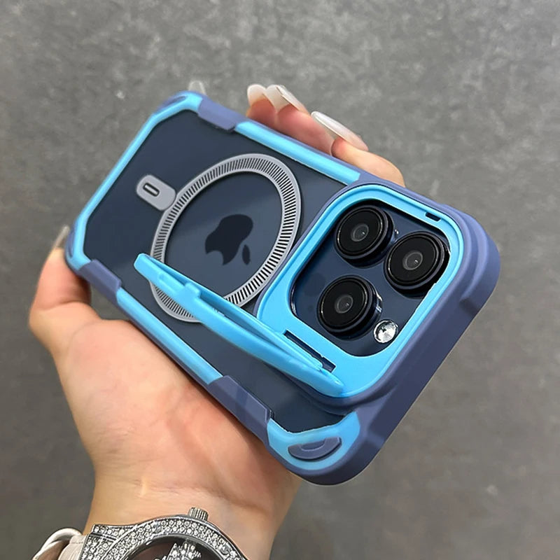 Fold lens stand magnetic armor bumper case - product image