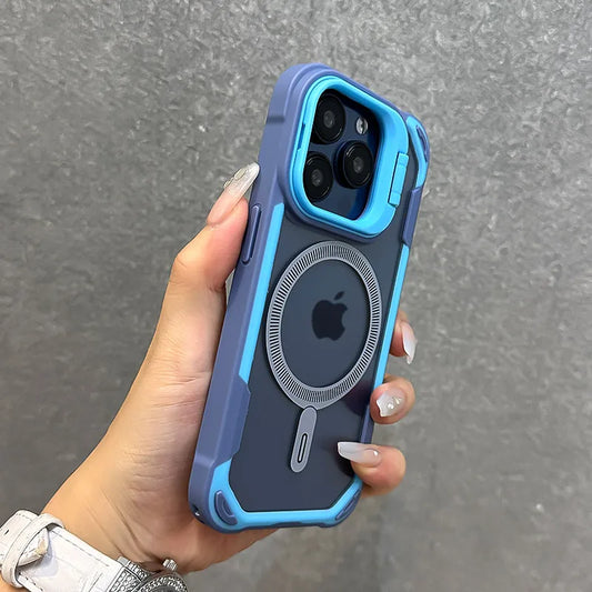 Fold lens stand magnetic armor bumper case - product image