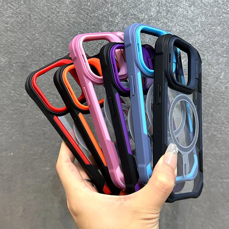 Fold lens stand magnetic armor bumper case - product image