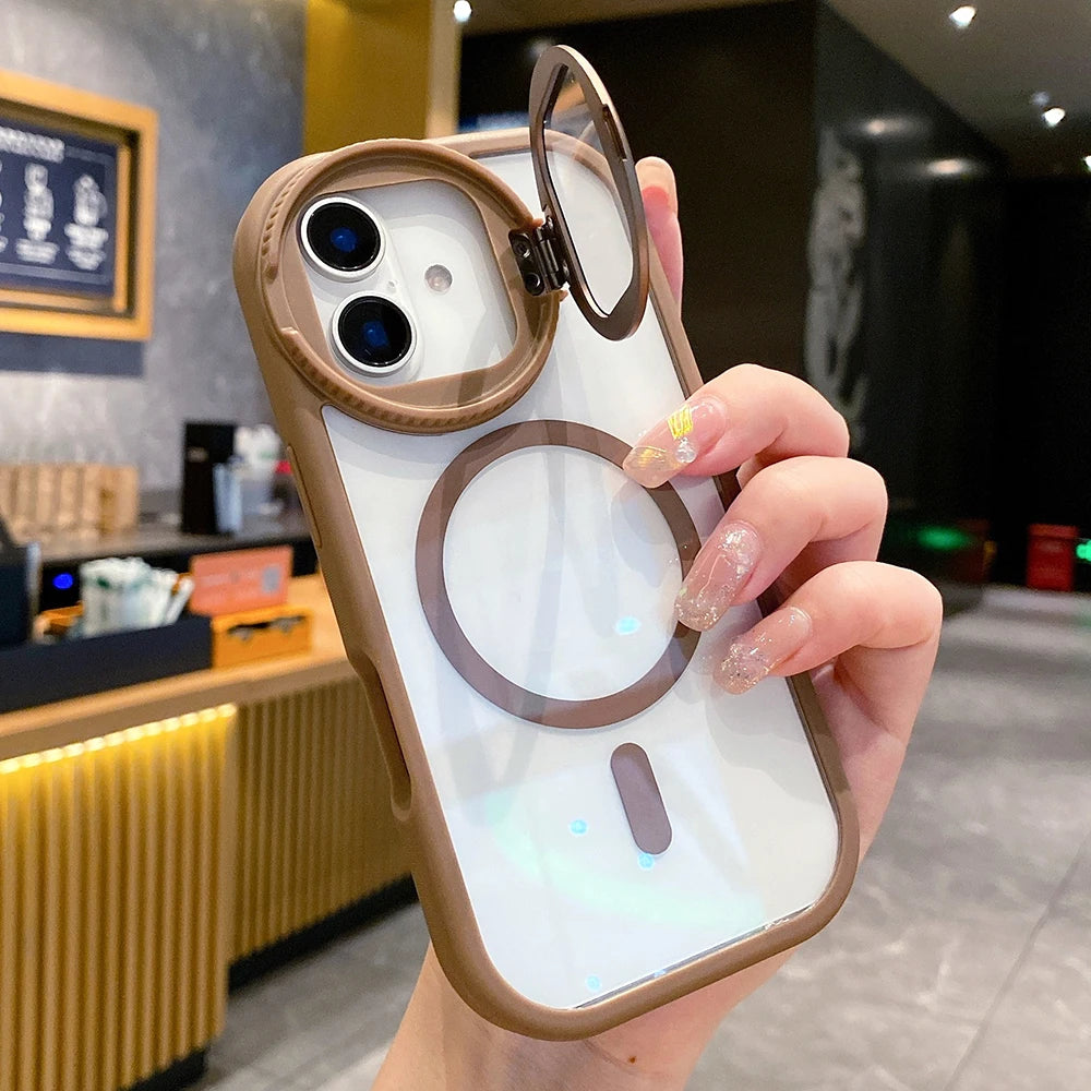 Fold lens stand magnetic clear case - product image
