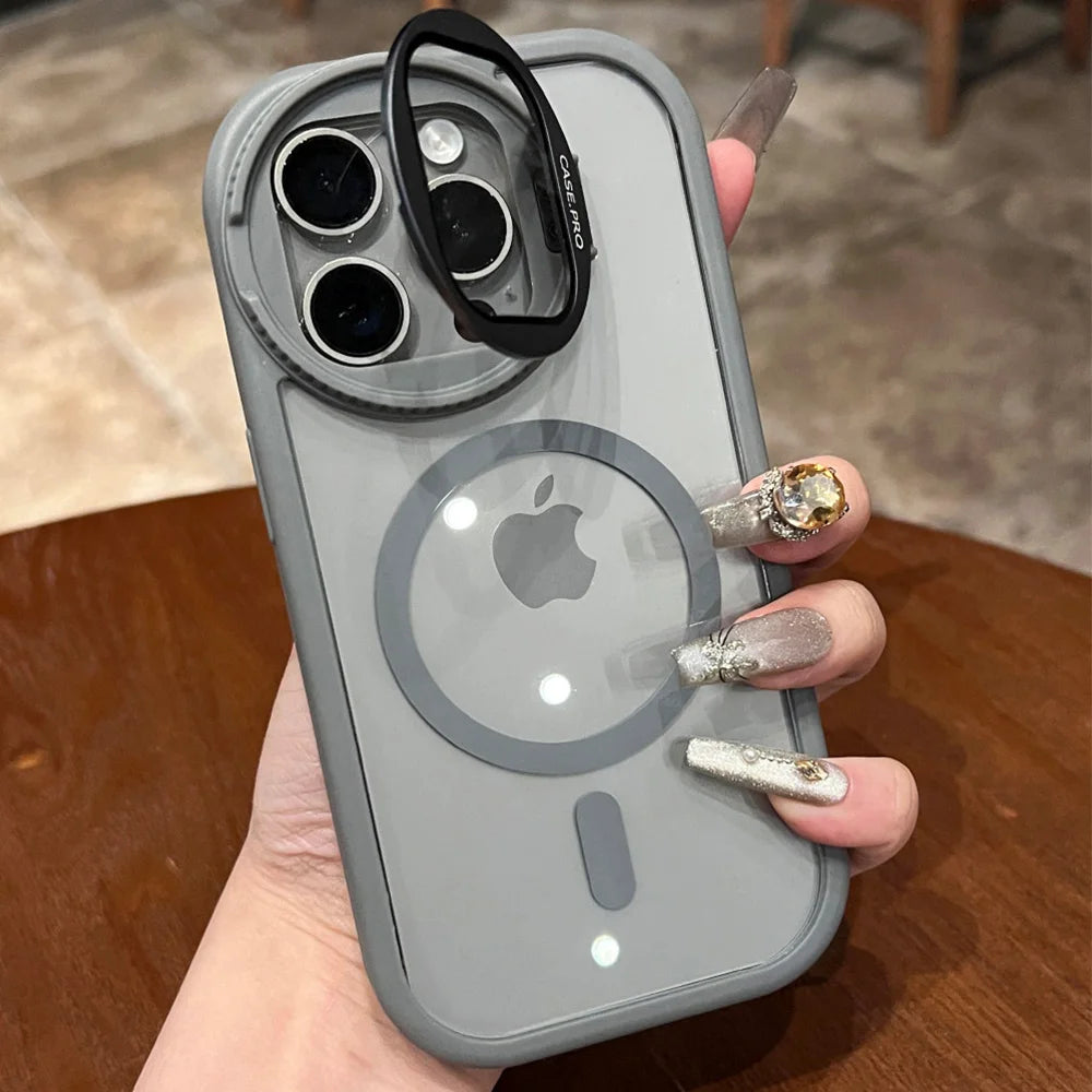 Fold lens stand magnetic clear case - product image