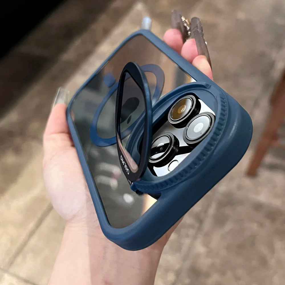 Fold lens stand magnetic clear case - product image