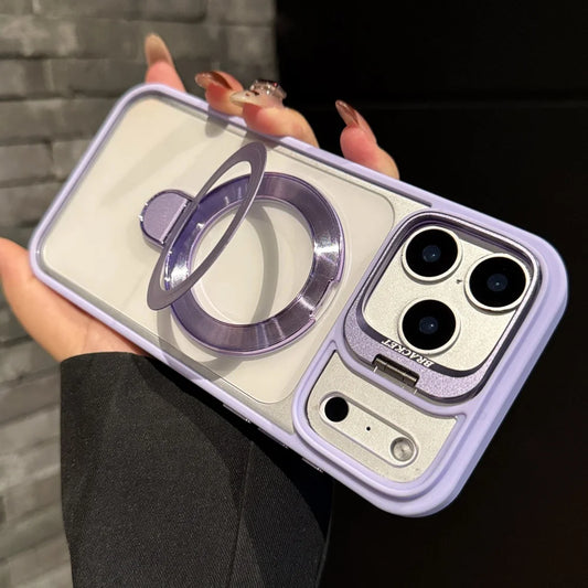 Fold lens stand magnetic transparent hard case magsafe compatible - product image