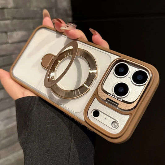 Fold lens stand magnetic transparent hard case magsafe compatible - product image