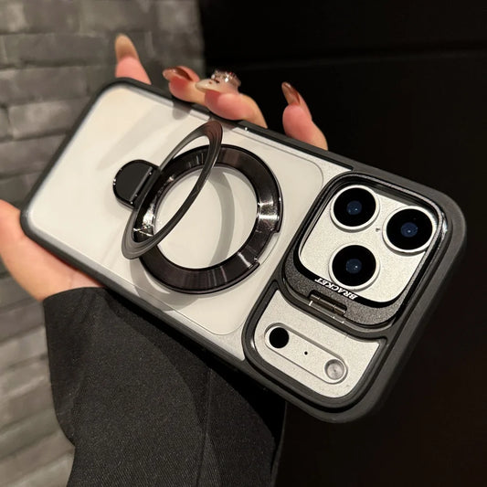 Fold lens stand magnetic transparent hard case magsafe compatible - product image