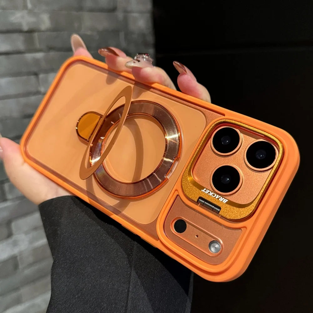 Fold lens stand magnetic transparent hard case magsafe compatible - product image