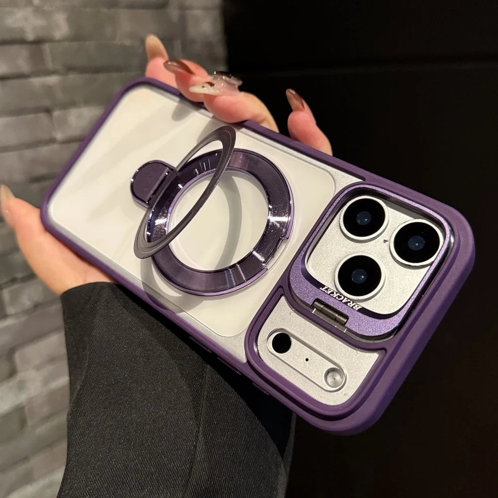 Fold lens stand magnetic transparent hard case magsafe compatible - product image