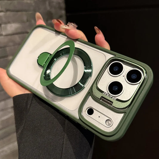 Fold lens stand magnetic transparent hard case magsafe compatible - product image