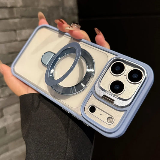Fold lens stand magnetic transparent hard case magsafe compatible - product image