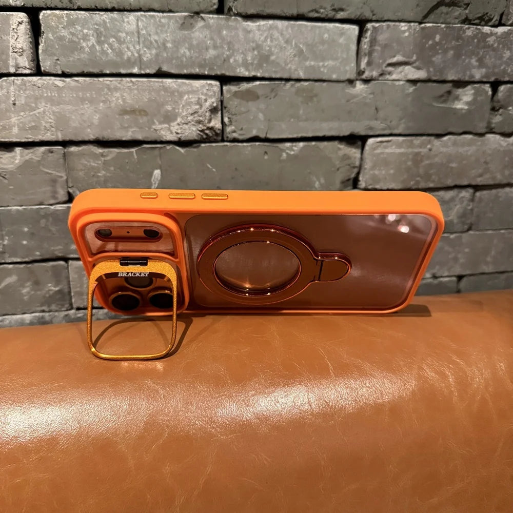 Fold lens stand magnetic transparent hard case magsafe compatible - product image