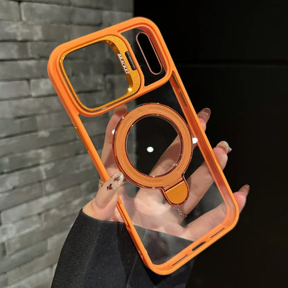 Fold lens stand magnetic transparent hard case magsafe compatible - product image