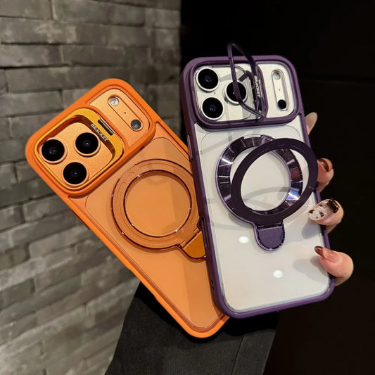 Fold lens stand magnetic transparent hard case magsafe compatible - product image