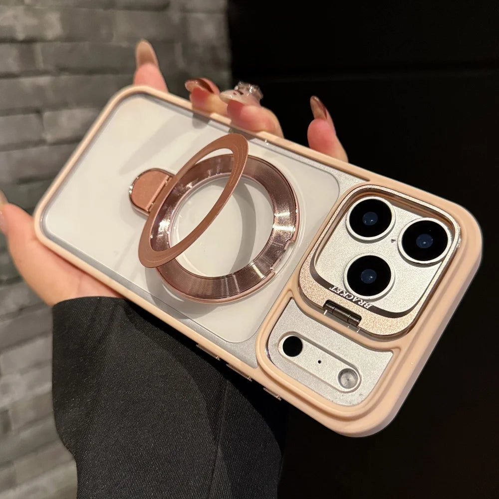 Fold lens stand magnetic transparent hard case magsafe compatible - product image