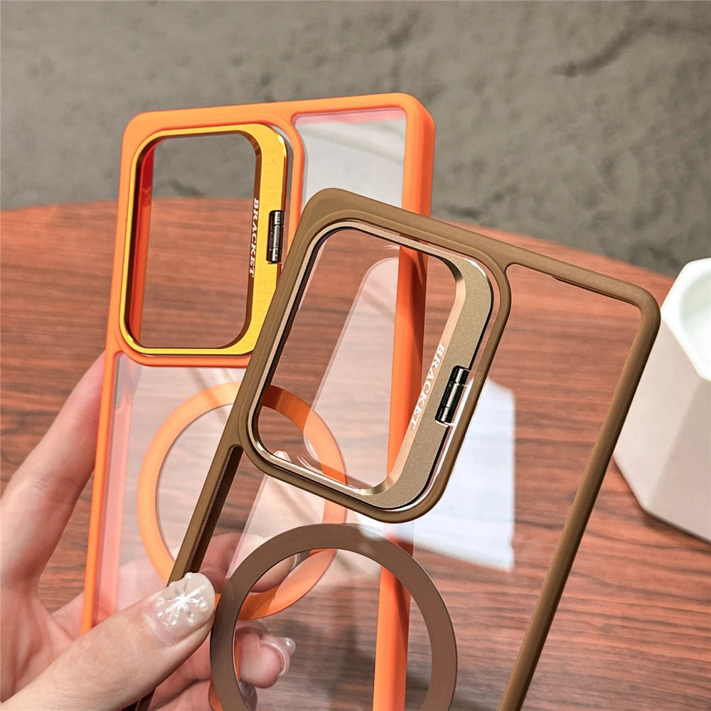 Fold lens stand magnetic wireless charging shockproof case - product image